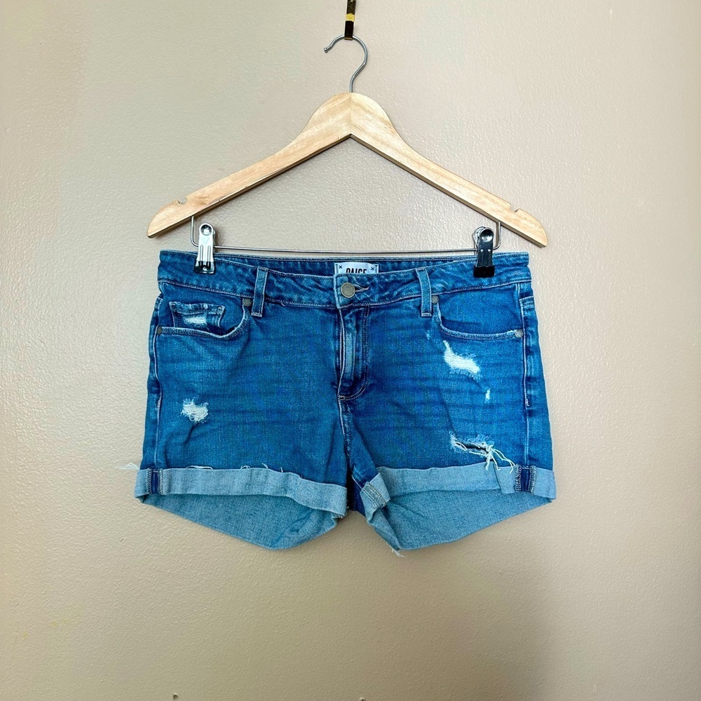 Paige Hot Shorts Denim Jeans Distressed SZ 29
